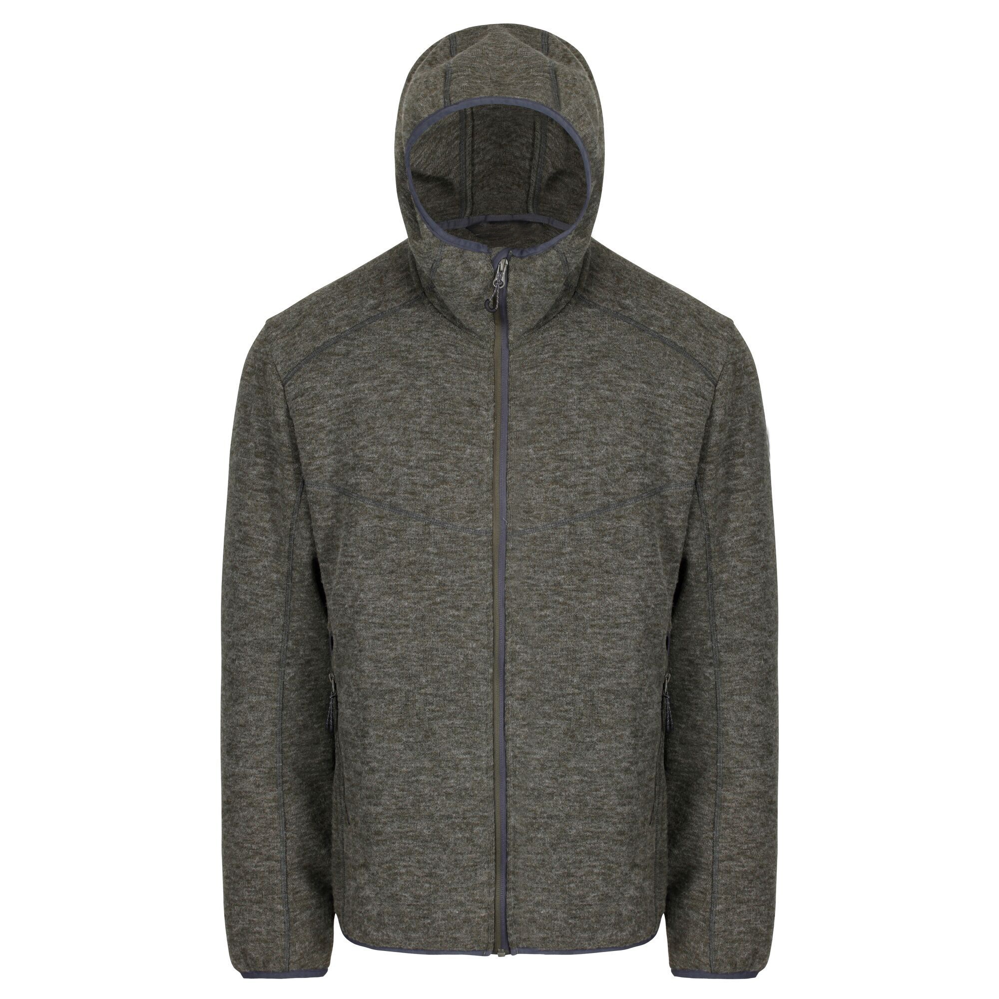 Men's wool brushed fleece jacket with hoody in winter keep warm