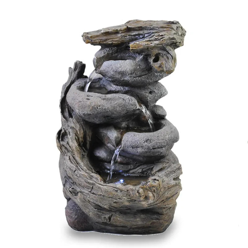 indoor resin natural water fountain rockery cascade tabletop waterfall
