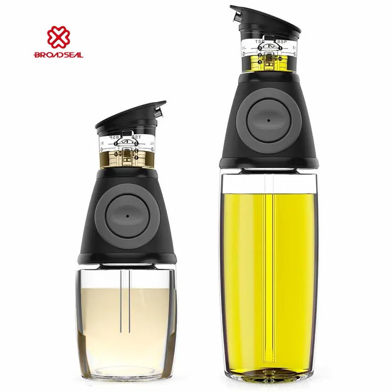 18 /10 OZ Kitchen 2 Pack Oil and Vinegar Dispenser Set Olive Oil Dispenser Bottle with Measurement Cups