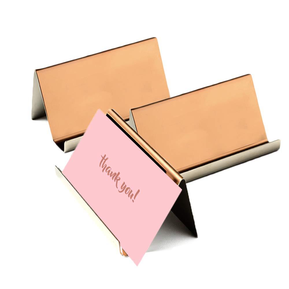 Customized office stainless steel business card holder stand desktop metal base business card display stand