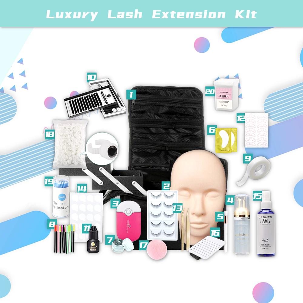 Wholesale Eyelash Extension Beginner / Professional Training Practice Ki tPrivate label eyelash extension kit bag