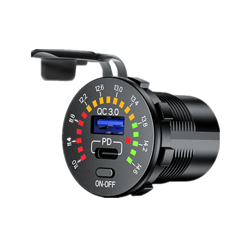 Автомобильное зарядное устройство с разъемами USB Type-C и QC 3,0, 12 В/24 В