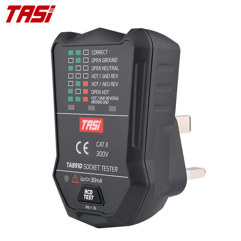 TASI TA891D 175V~250V Voltage Tester with Indicator RCD GFCI Tester UK Plug British Socket Tester
