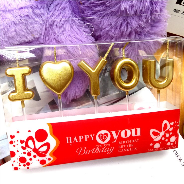 Creative confession candle Golden Love birthday candle I LOVE YOU birthday candle