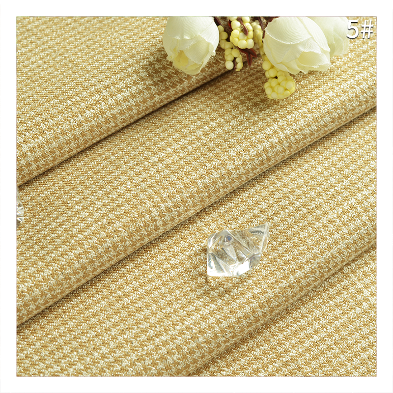 Swallow gird fabric 205GSM gold thread elastic houndstooth viscose/polyester Spandex yarn-dyed tr textile for fashion suit dress