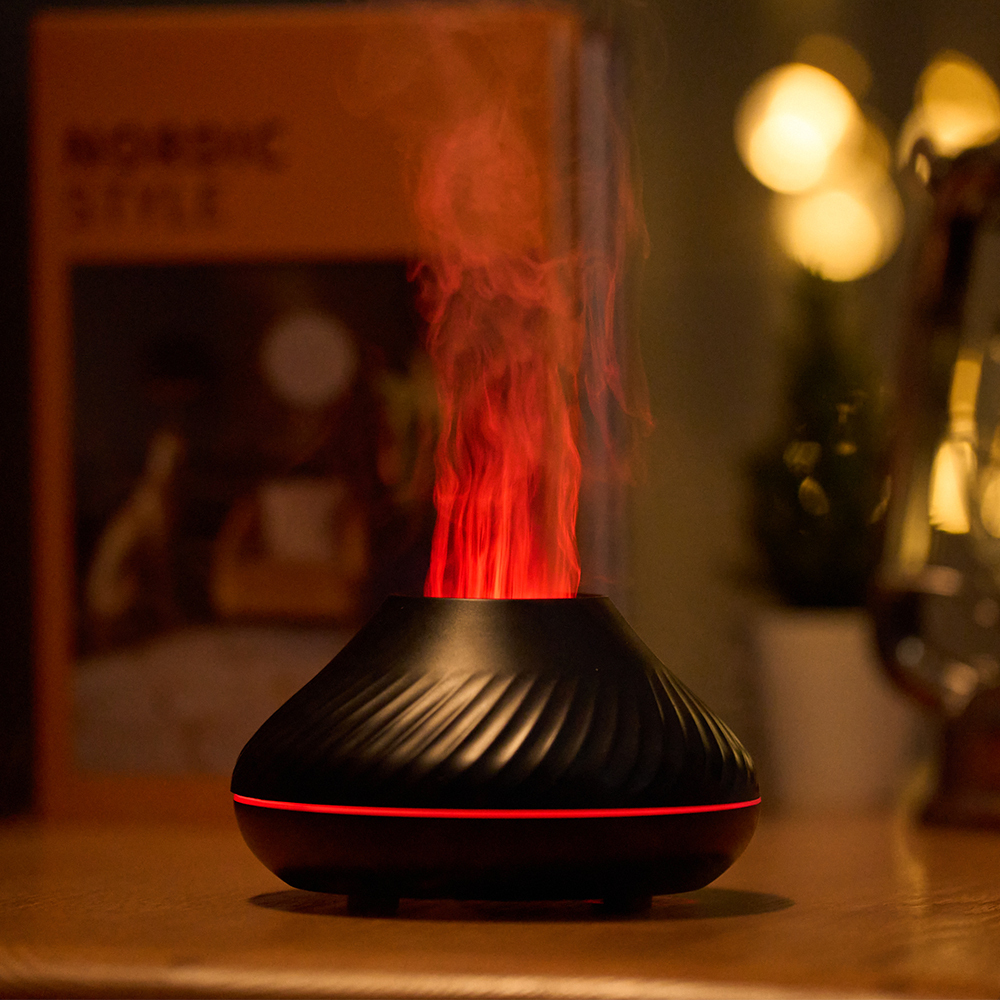 130ml Air Humidifier Simulate 3d Flame Aroma Diffuser Usb Seven Colour Night Lamp Essential Oil Diffuser For Home and Hotel