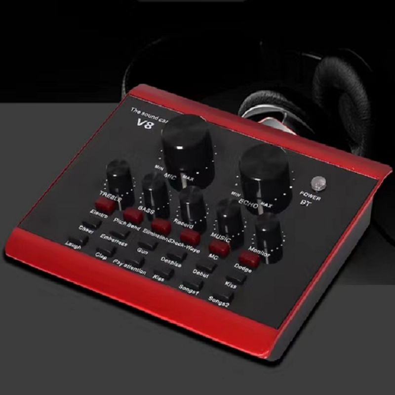 V8 звуковые карты в реальном времени, аудио интерфейс, Usb Внешняя телефонная Звуковая карта для прямой трансляции, для мобильной прямой записи пения