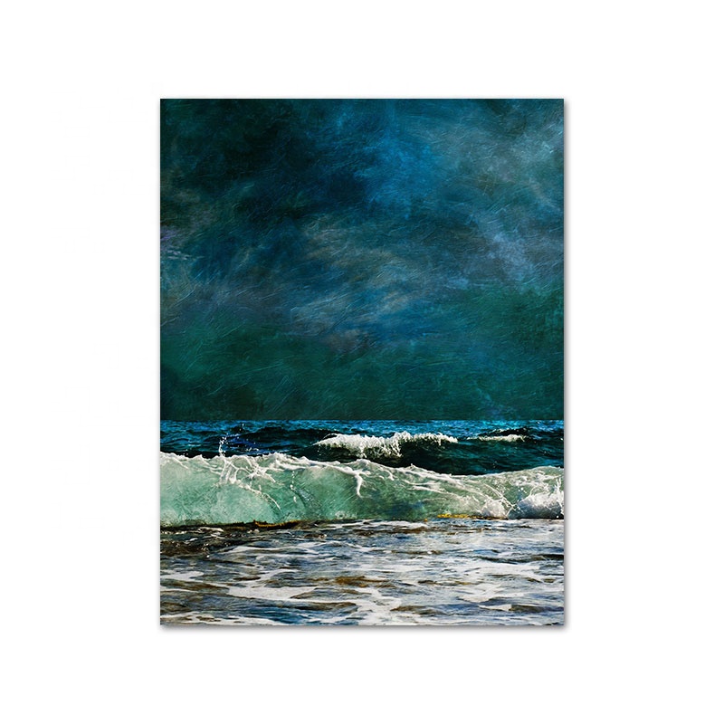 Qiping New design modern abstract seascape ocean waves custom canvas painting poster wall art for home decoration