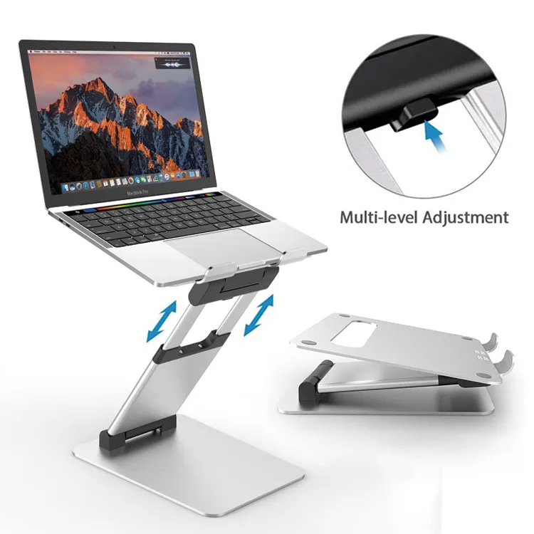 Height Angle Adjustable Ergonomic Sit to Stand Laptop Holder Convertor Aluminum Laptop Stand Laptop Riser Notebook Holder Stand