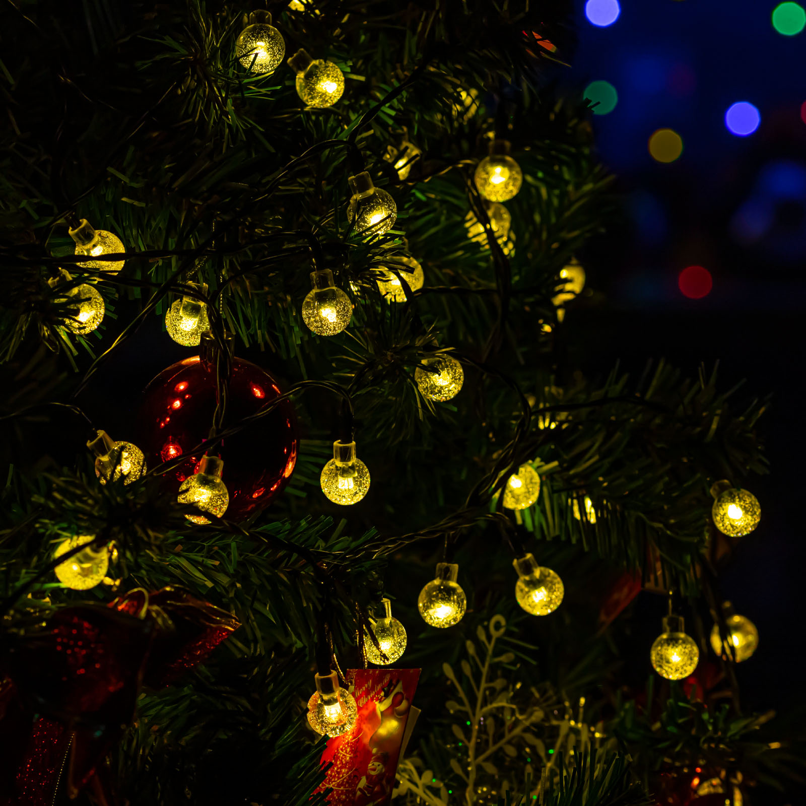 Outdoor christmas tree fairy twinkle lights lighting amazon solar led decoration light string for room decoration
