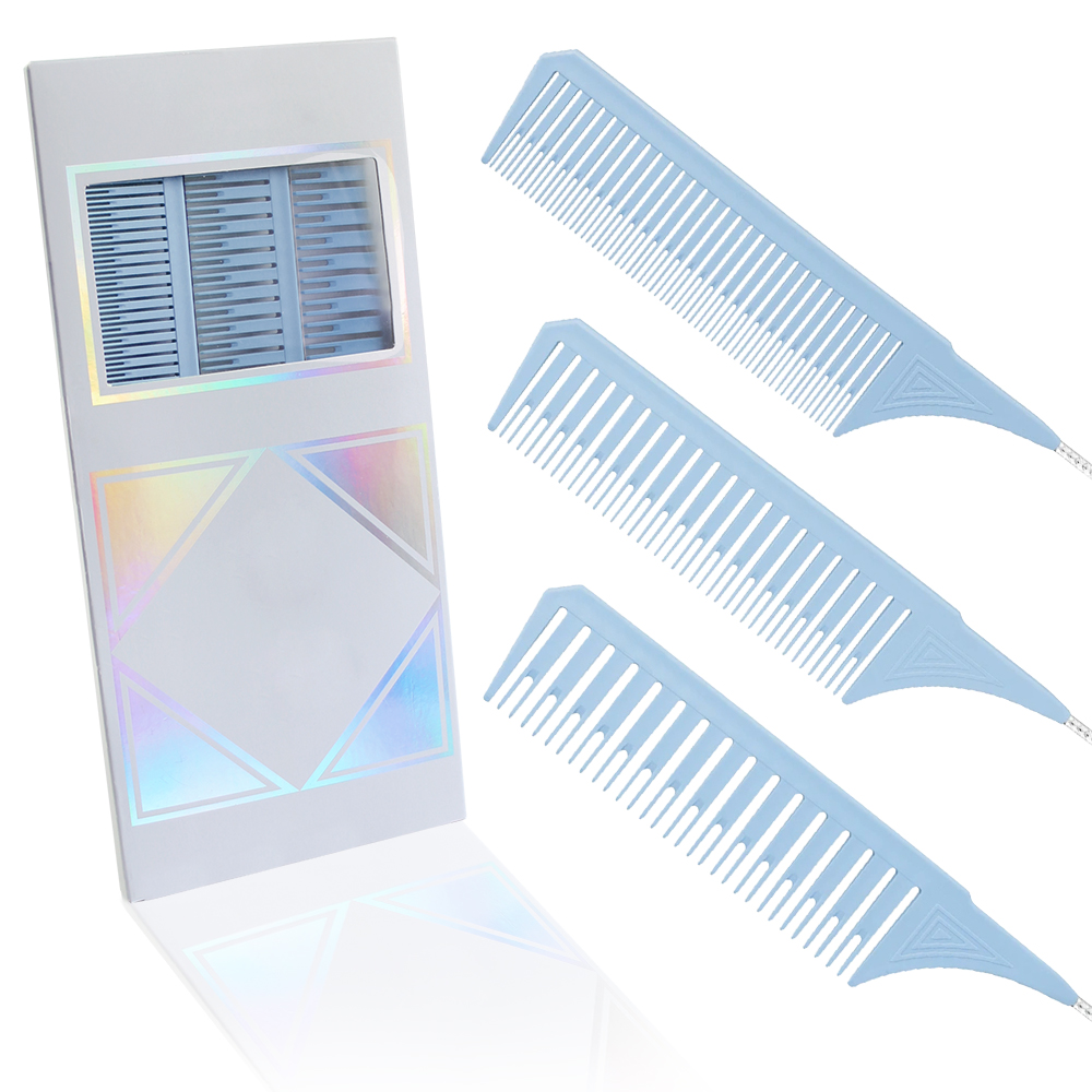 Private Label 3 Sizes Premium Highlighting Teasing Comb Set Professional Weaving Styling With Rat Tail Vellen Comb