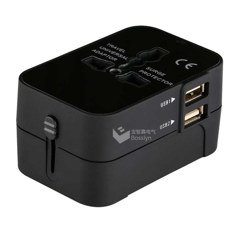 Адаптер питания International 2-порт USB можно использовать по всему миру за счет напряжения для путешествий