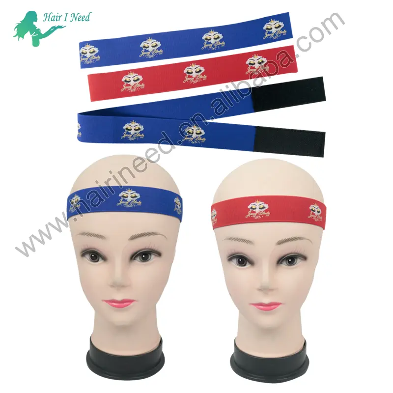 Low MOQ custom logo 3 cm wide adjustable wig straps elastic wig band for wig grip headband
