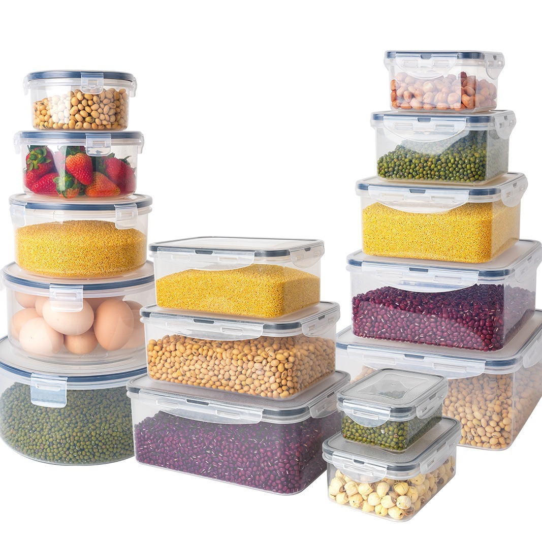 5pcs Crisper Refrigerator Snacks Container Stackable Fridge Organizer Fridge Containers to Go Fruit Food Containers Storage Sets