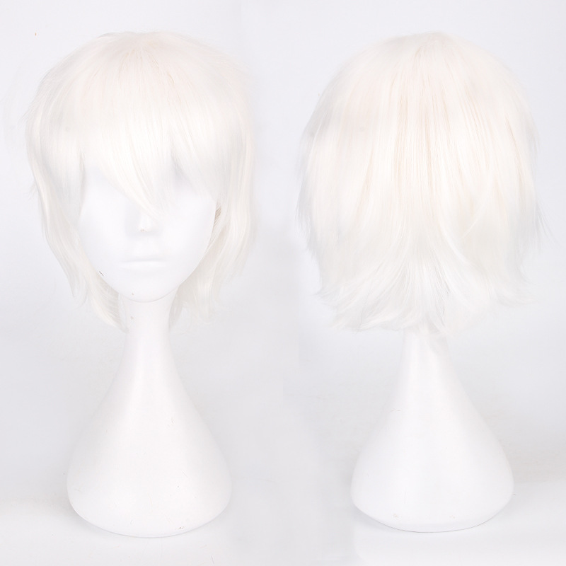 Anime cosplay halloween synthetic short wavy red silver golden yellow green pink purple orange white universal cosplay wig bangs