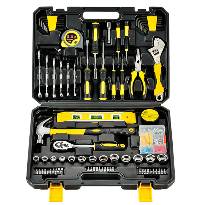 Hengtuo Home Multifunctional Manual Tool Set for Woodworking Auto Repair Protective Steel Hardware Case Plastic Hand-Powered