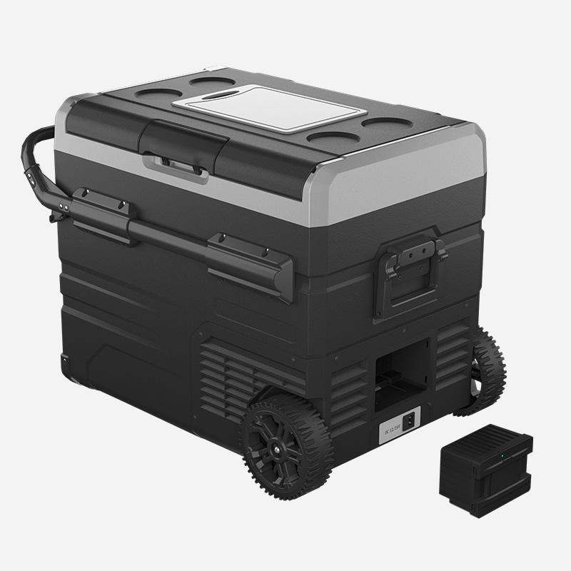 TWW35 Alpicool 35QT dual zone solar fridge portable refrigerator with oversized wheels car freezer for camping