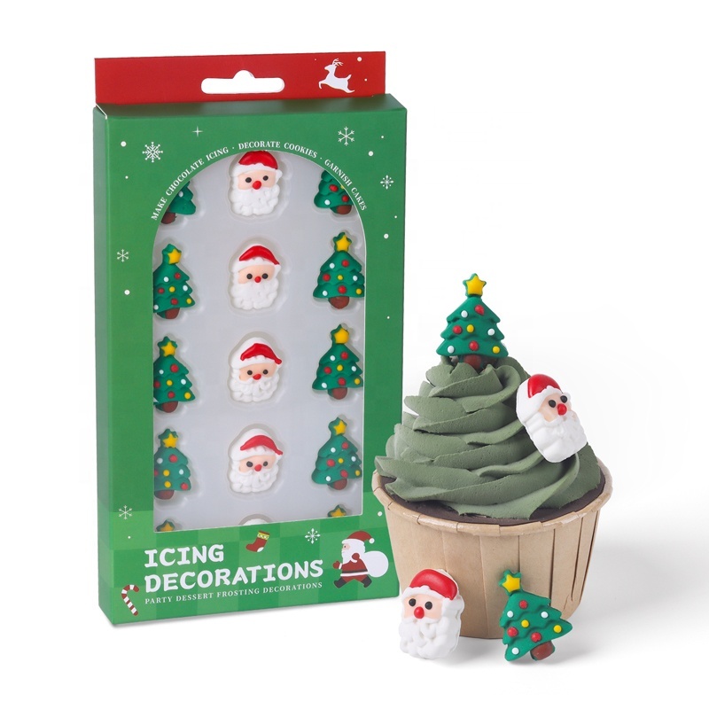 Christmas Tree Biscuit Cake Decoration Edible Cake Toppers Santa Claus Royal Icing Decorations for Christmas Decoration Supplies