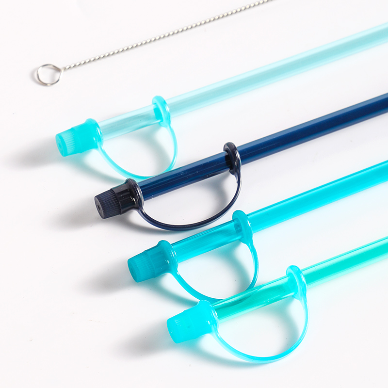 Hot-Sale PP Transparent Clear Straws Set with buckle and dust cover Reusable and Eco-friendly