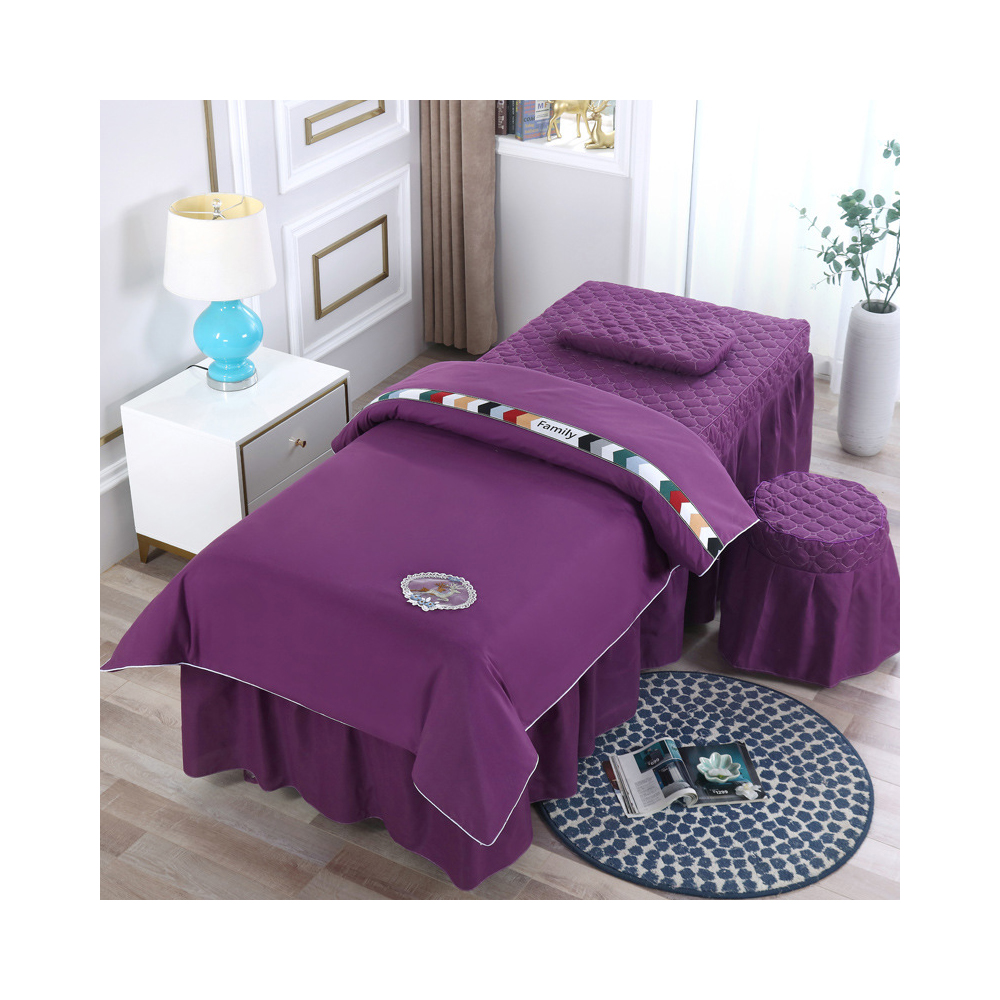 Modern beauty bed skirt bedsread flat fitted sheet salon massage Table Sheet Set