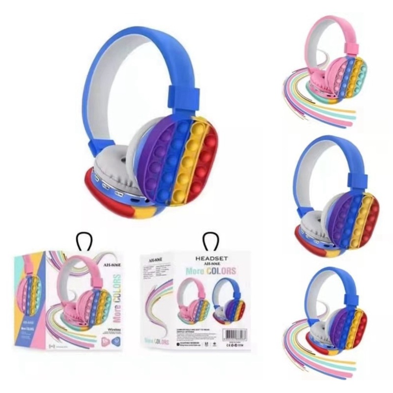D005 Silicone New Headphone Simple Cute Rainbow Birthday Gift Stereo Headset Bubble Press Relax Fidget Toys