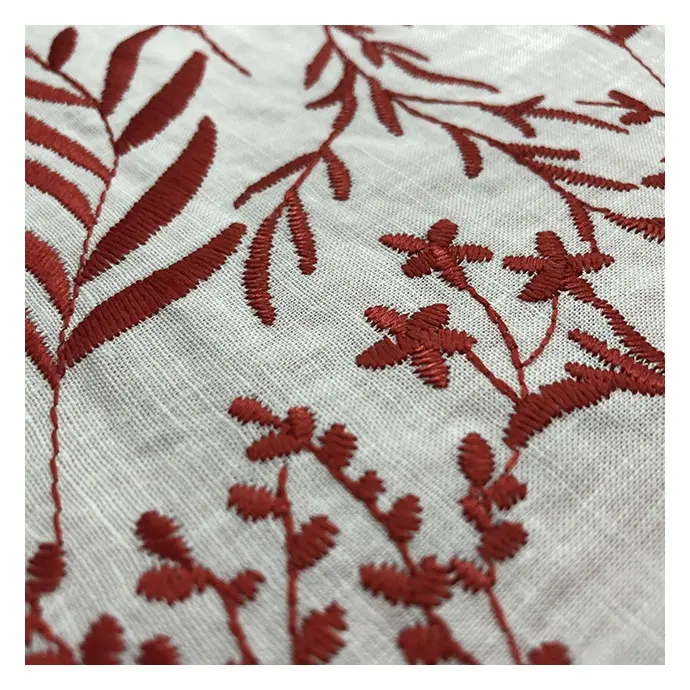 wholesale 2022 fancy fashion embroidered multi color cotton linen embroidery fabric