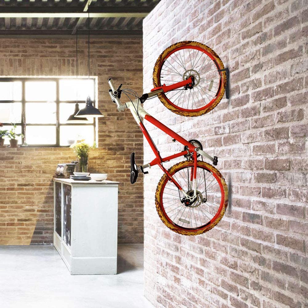 Heavy Duty Black Bike Rack Garage Wall Mount Bike Hanger Storage System Vertical Bike Hook for Indoor Shed with Screws