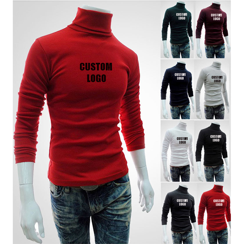 Free shipping Designer High Quality Vintage Cotton Sweater Jersey pure color Men Pullover Turtle Neck Knitted Top Men Sweaters