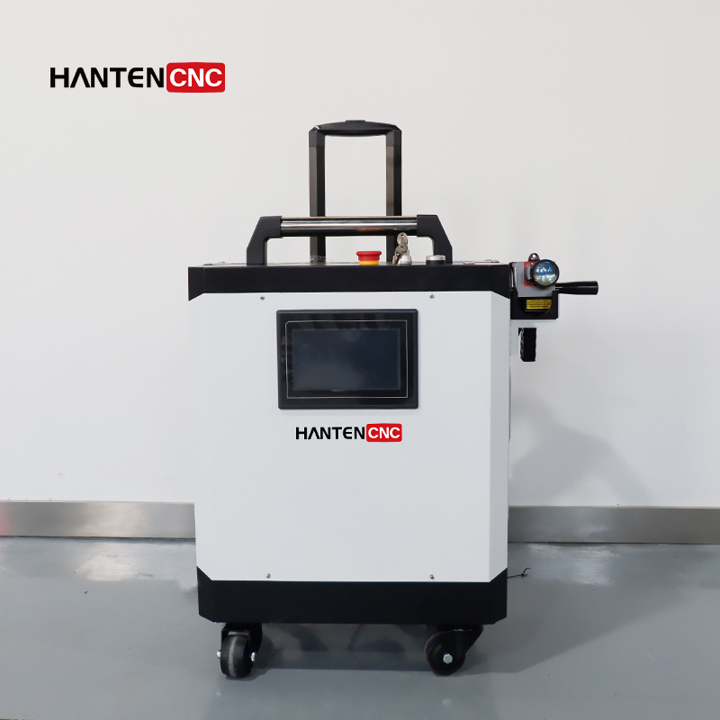 Portable derusting fiber optic laser cleaning machine track rust layer car brick wall refurbishment paint layer pulse laser