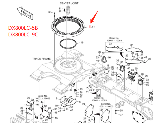 Подлинные детали Doosan, подшипник DX800LC, качели, компоненты гусеницы 140109-00079