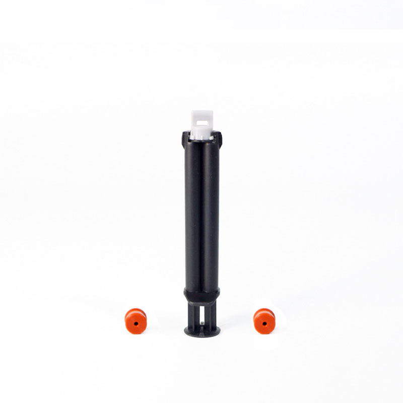 High Quality Black & Transparent Plastic Dual Syringe for dental or Adhesive with rod and piston