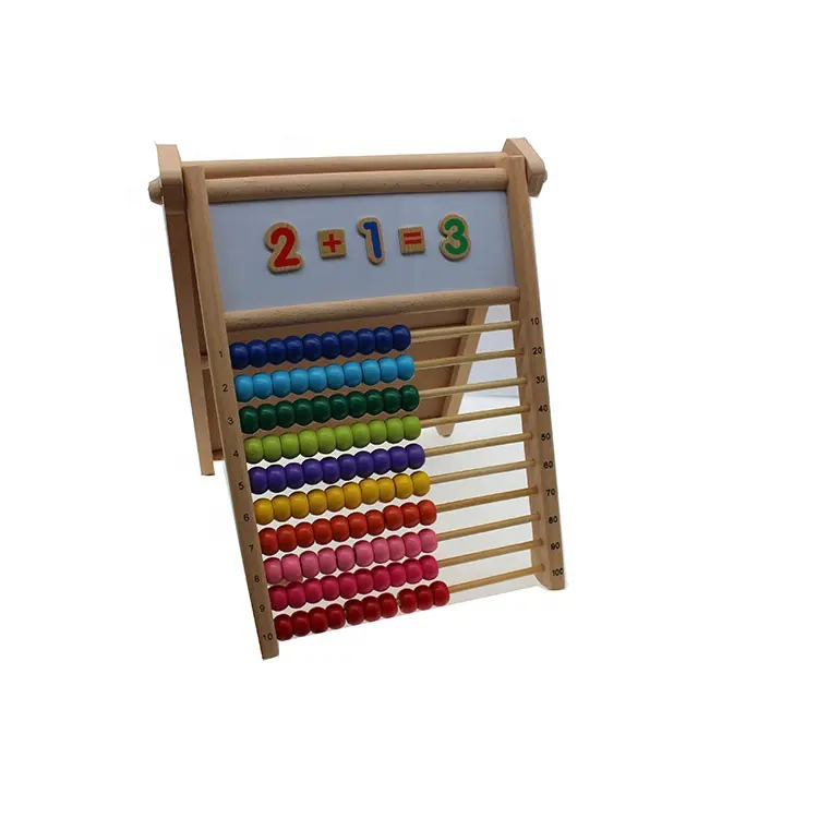 New Educational Multi-Function Wooden Beads Abacus Easel Learning Math Toy