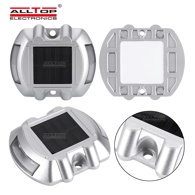 ALLTOP Ground Garden Lawn Deck Pathway Outdoor IP65 Waterproof Aluminum Flashing Mode 6 LED Road Safety Solar Road Stud