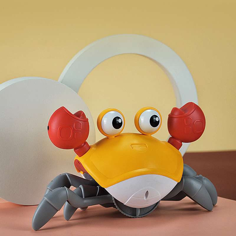 Cute Induction Crab With Light Music Simulation Automatic Sensing Walking Interactive Cartoon Animal Gift Toys for children