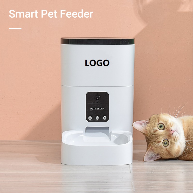 Custom Logo Smart Cat Feeder Pink Blue Automatic Pet Feeder 4L with Remote Monitoring