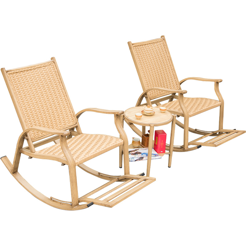 Patio Outdoor Furniture Sets Living Room Rest Leisure Sofa High Quality PE Rattan Wicker Rocking Chair