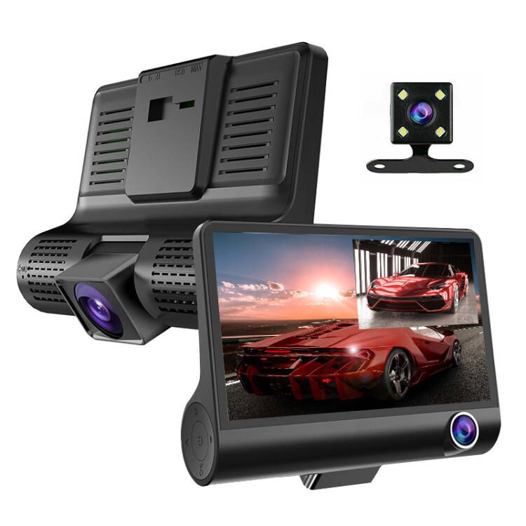 3 канала видеорегистратор для автомобилей 4 дюйма TFT LCD Автомобильный видеорегистратор спереди внутри задний Автомобильный видеорегистратор HD 1080P Автомобильная камера с углом обзора