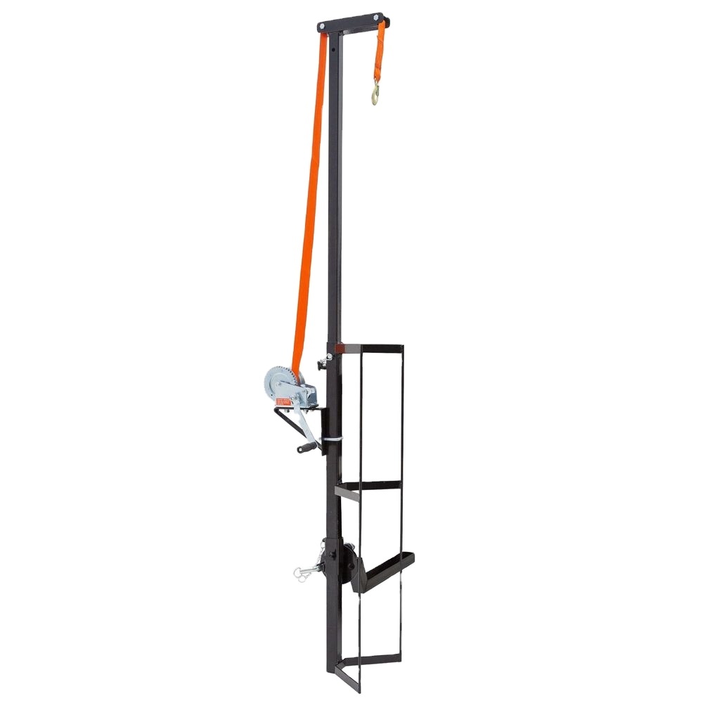 JH-Mech Manufactured Durable Powder Coated Steel Manual Crank Winch and Strap with Snap Hook Deer Hoist Hitch