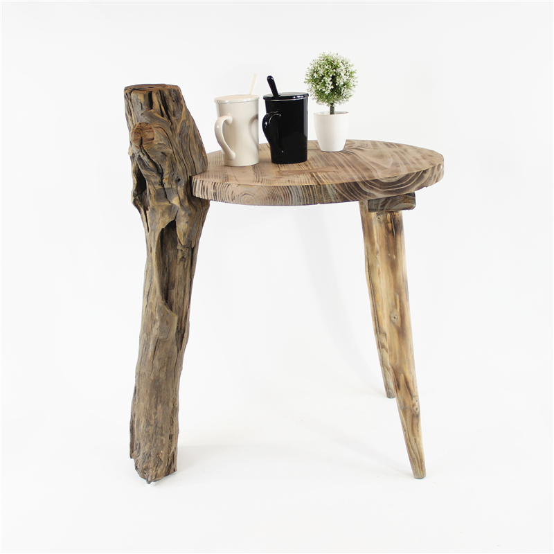 Mid century vintage style rustic edgy wood decoration table end table stool side table
