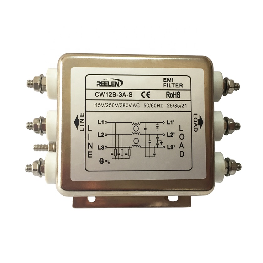 Ac EMI фильтр 3A трехфазный болт тип Миниатюрный EMI фильтр CW12B-3A-S Ac EMI фильтр