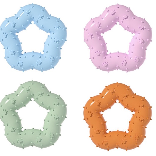 Flower-Shaped Cartoon Style TPR Chew Toy for Dogs & Cats-Durable Interactive Anxiety Relief & Teeth Cleaning