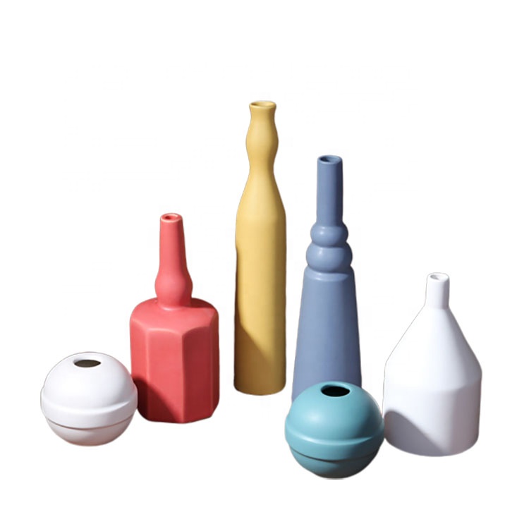 Morandi nordic чистый цвет геометрический большой керамика ваза для цветов домашний декор