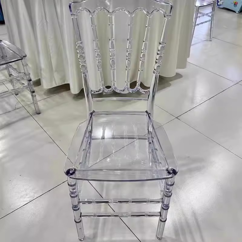 Manufacturer Custom Modern Tiffany napoleon Transparent Crystal Acrylic Stacking Resin Clear Chiavari Chairs for Wedding Events