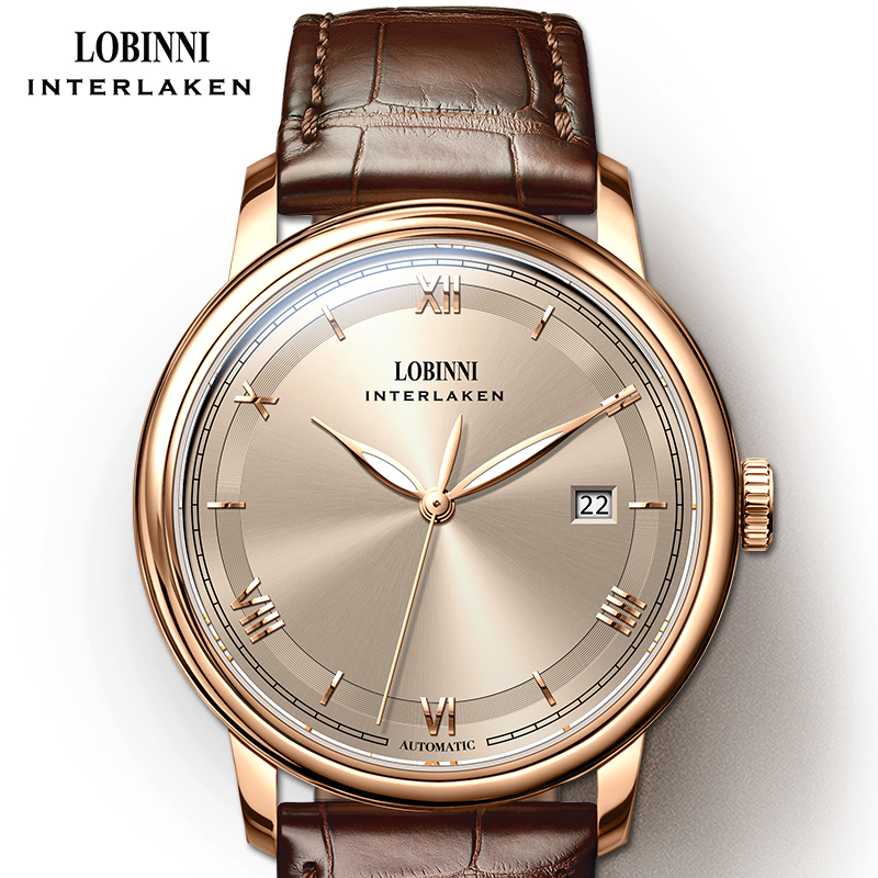 LOBINNI 14003 wohlsale объемные часы с логотипом на заказ минималистичные простые водонепроницаемые montre homme автоматические мужские наручные золотые часы