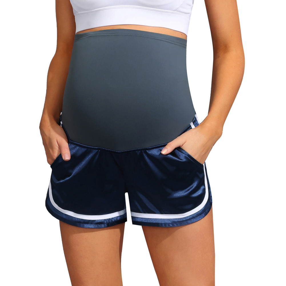 OEM Women High Waist Shorts with Pockets For Running Maternity Sports Yoga Shorts