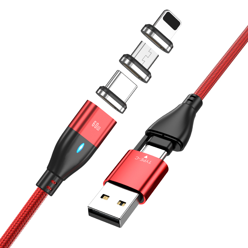 5 in 1 Magnetic Data Cable 60w power 11 pin charging cables Quick charge Type C USB cable