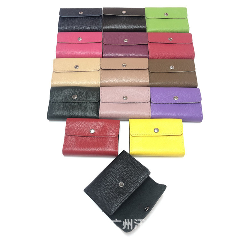 New arrival simple slim 11 cards holder genuine leather id batch card holder land yard men Wallet