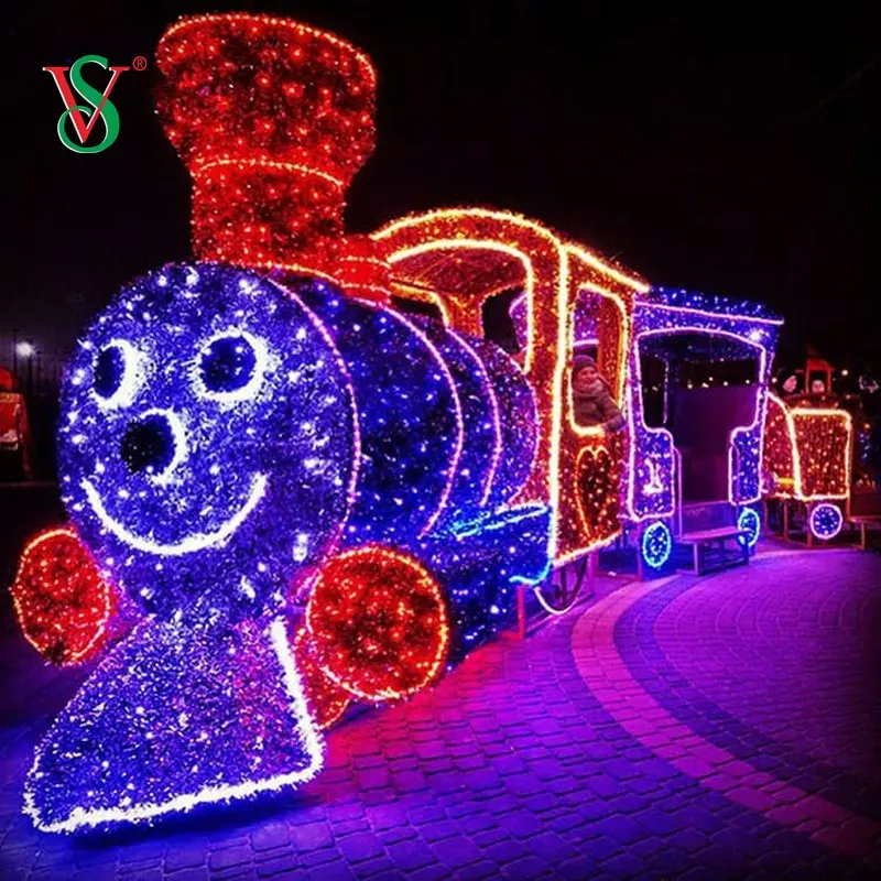 LED 3D Christmas Truck Motif Lights LED Rope Lighted Outdoor 3D Train For Shopping Mall Christmas Decoration