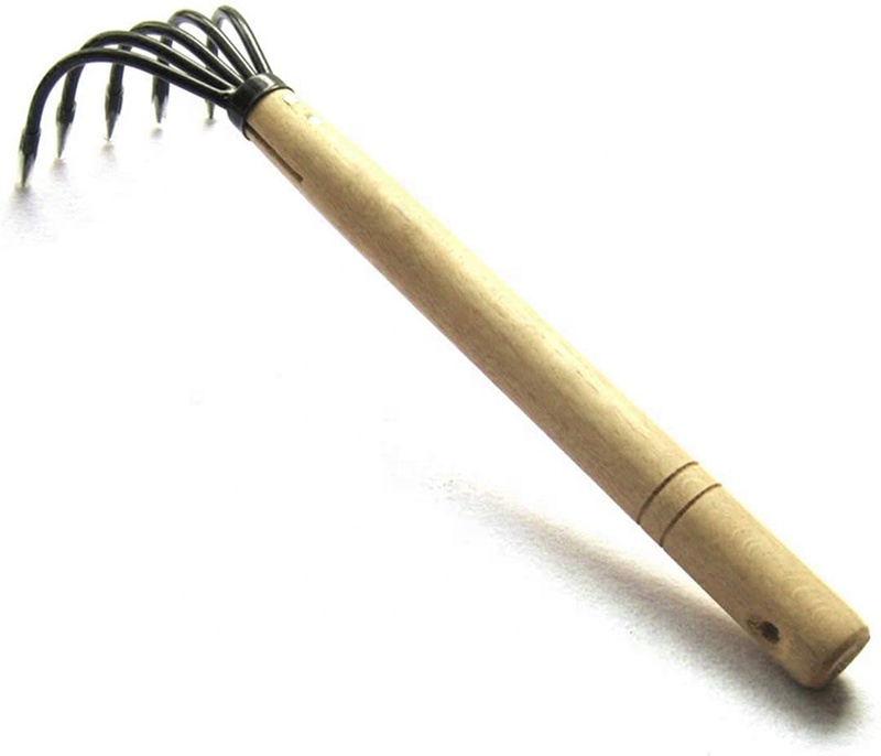 High quality 15" Gardeners 5 Claw Rake Carbon steel and Wood Ninja Claw Garden Rake Wooden Handle garden hand tool
