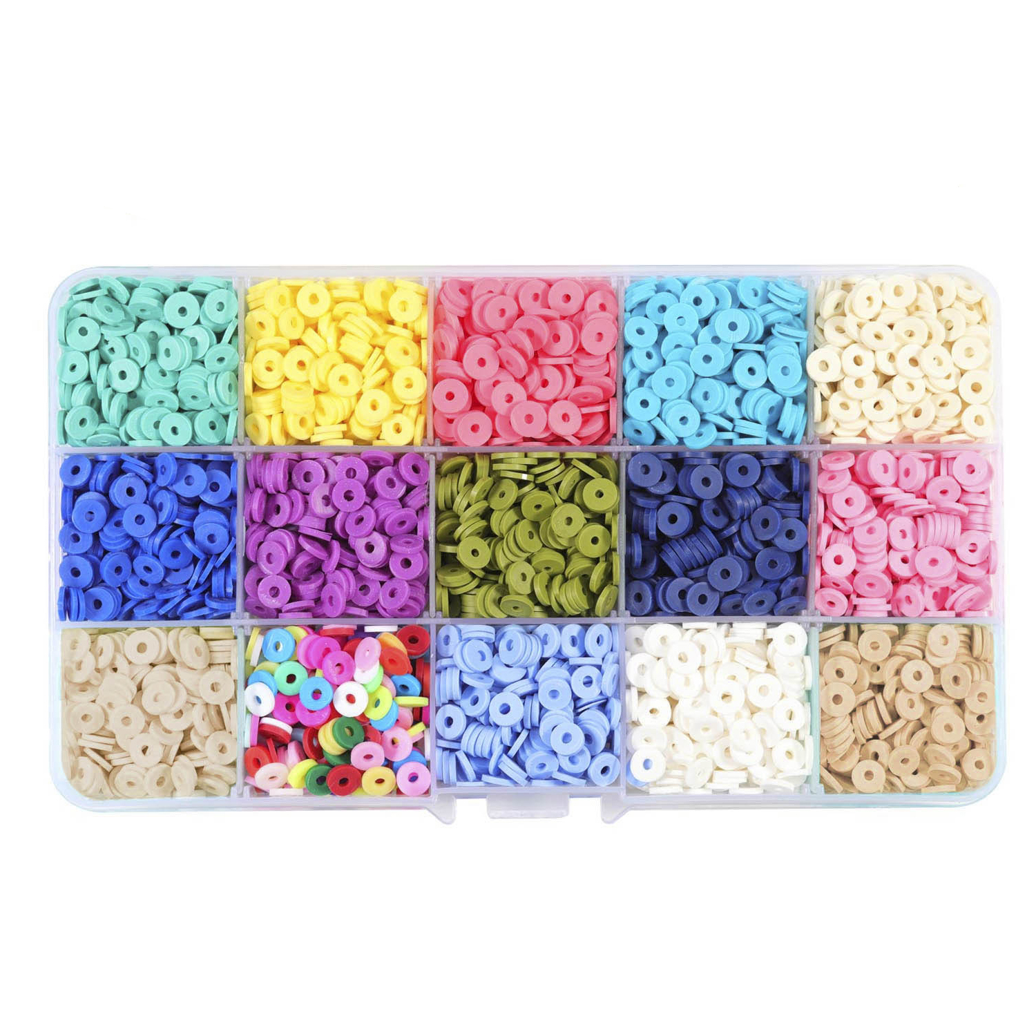 6mm in 15 color Flat Round Polymer beads mixed Macaroon color Clay Beads set for jewelry making